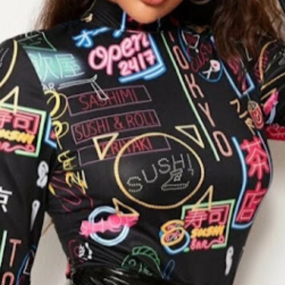 Chinese Graphic Bodysuit - Picture 2 of 2